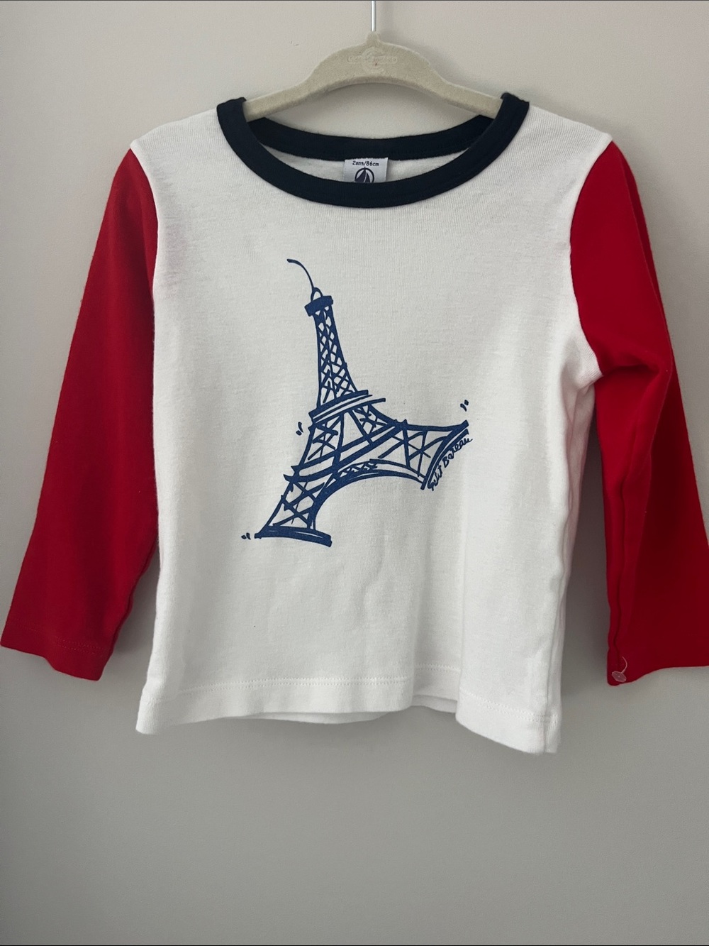 Petit Bateau Kids Long Sleeve Tee - White, Red & Navy